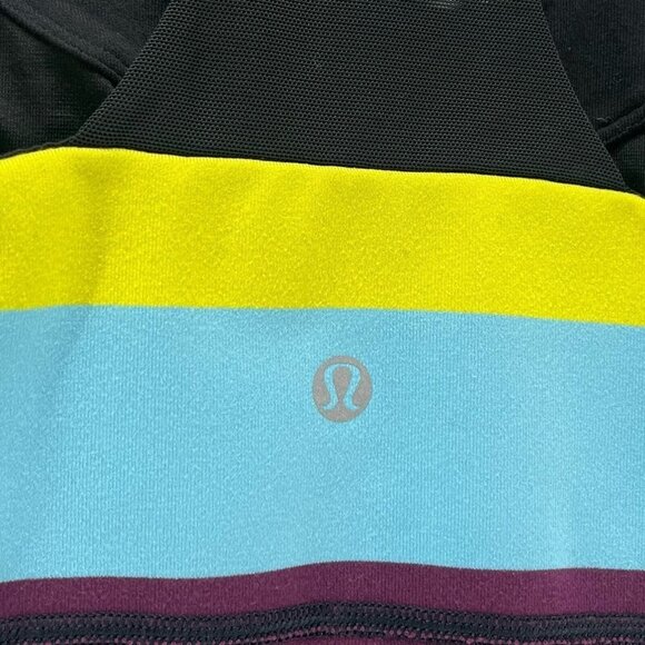 Lululemon Top Womens Size 4 Scoop Neck Tank Stripe Shelf Bra Athletic Multicolor - Picture 7 of 9